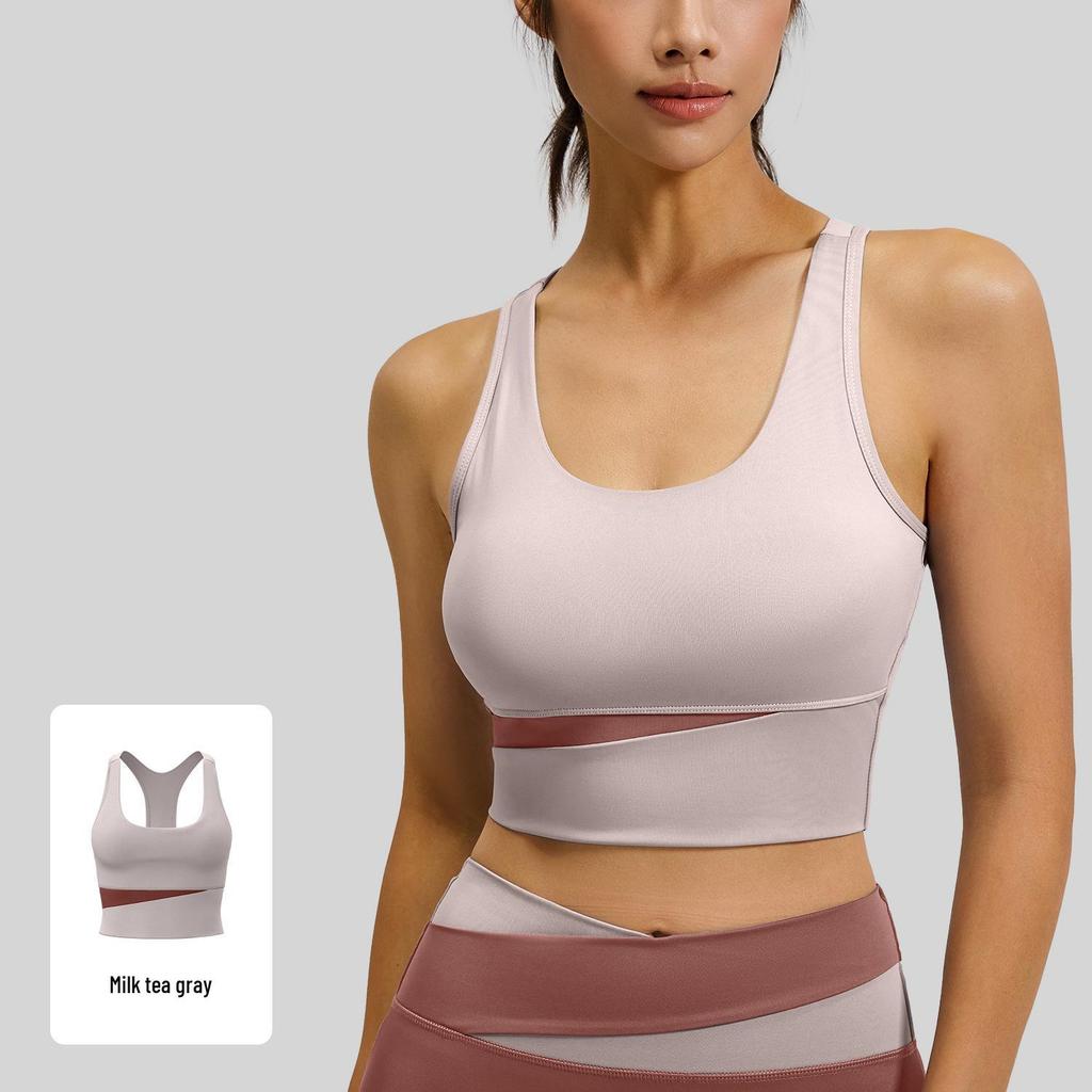 High-Waisted Color-Block Yoga Set: Tummy Control, Shockproof Sportswear for Women