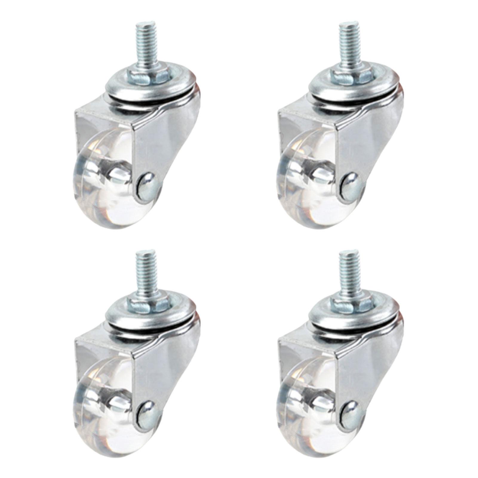 4pcs Flexible Universal Furniture Casters Crystal Hyaline TPU Load Capacity 320 Pounds With Brakes