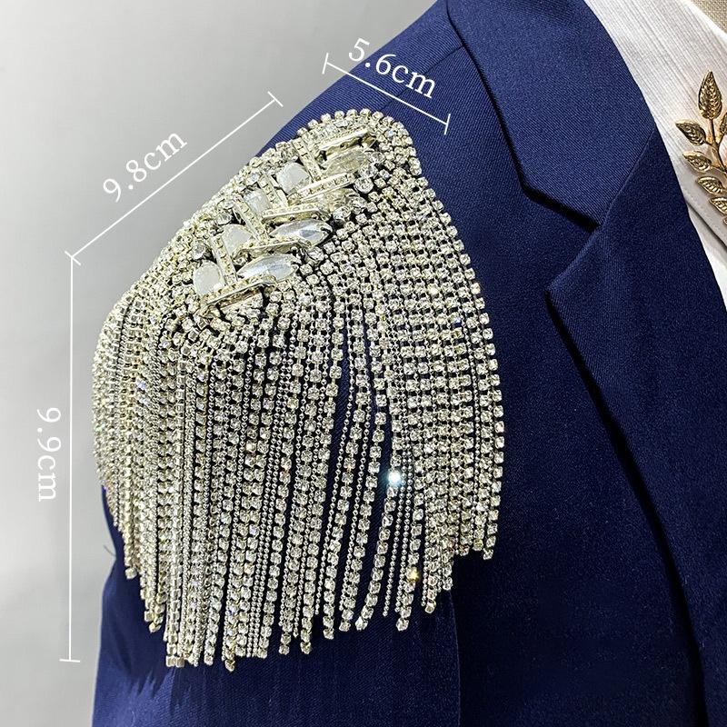 1PCS Fashion Handmade Shoulder Jewelry Tassel Rhinestones Clothing Accessories Brooch Shoulder Brooches Gift