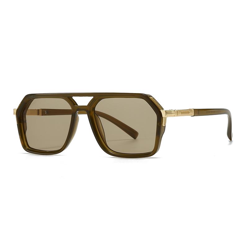 Latest European and American Style Men's Aviator Eyewear Retro Double Bridge Square Frame Sunglasses Cross-Border Ready Stock 62013