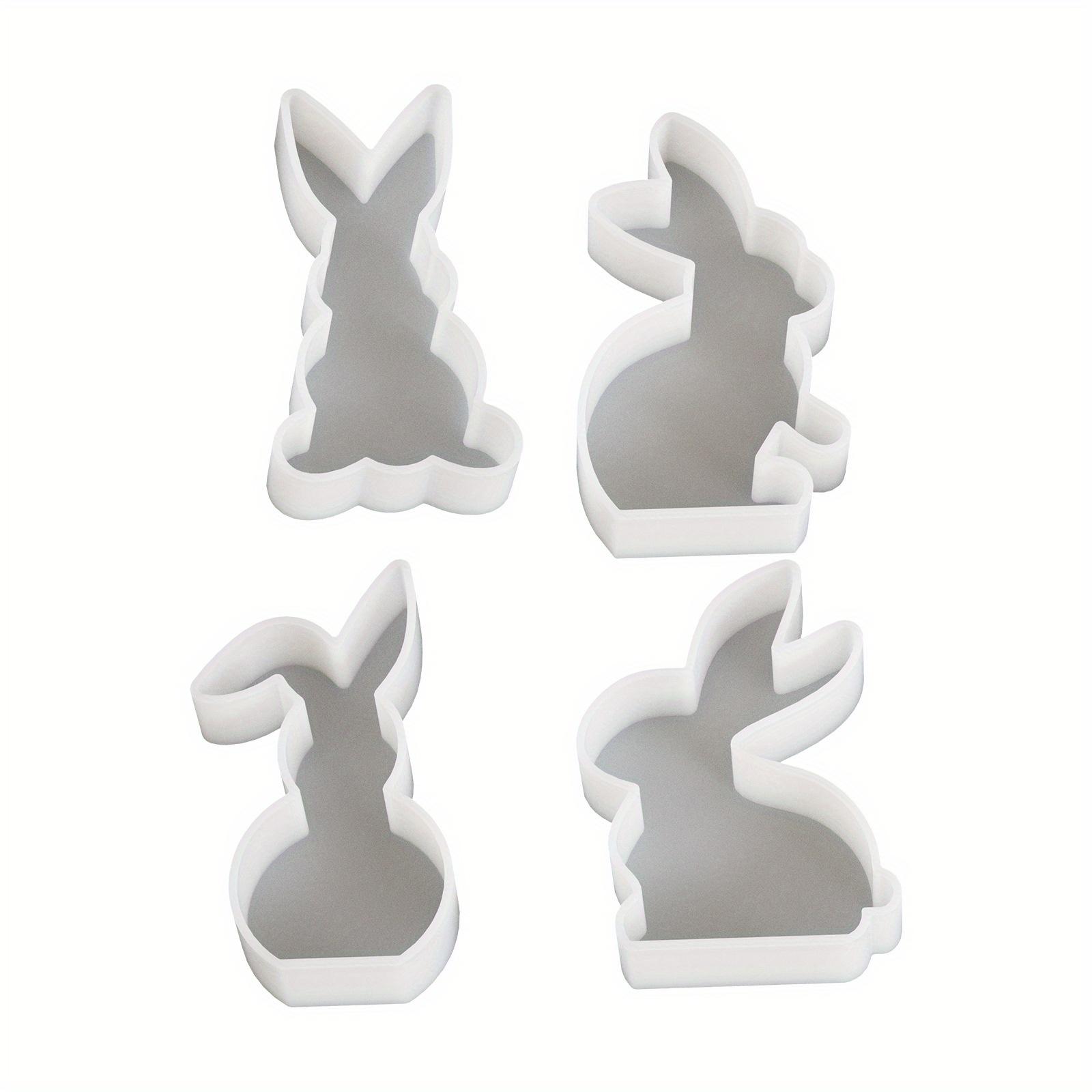 

4 шт. силиконовые формы в виде кроликов, для изготовления свечей своими руками, литья гипса, изготовления ювелирных изделий из смолы, силиконовые формы для кристально чистой эпоксидной смолы, идеальный подарок на Пасху pack of 4 белый