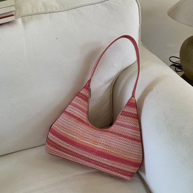 

Women s bag versatile simple ice silk thread hand-crocheted women s new handheld underarm bag shoulder bag розовый