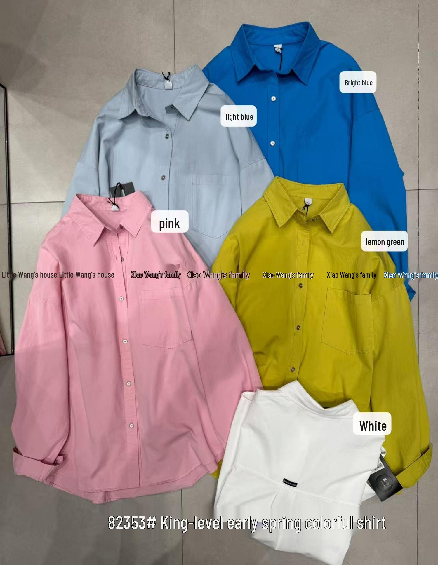 Xiao Wang s Early Spring 2026 Plus Size Loose Long Sleeve Casual Shirt for Women One Size лимон/зелёный