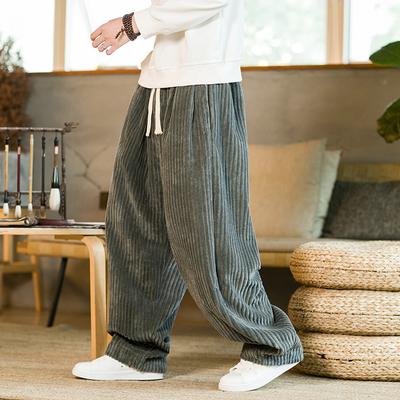 Übergroße Hosen Tradition Casual Herbst Weite Bein Hose Harajuku Cord Streetwear Gerade Hosen Männlichen Elastische Taille Lose