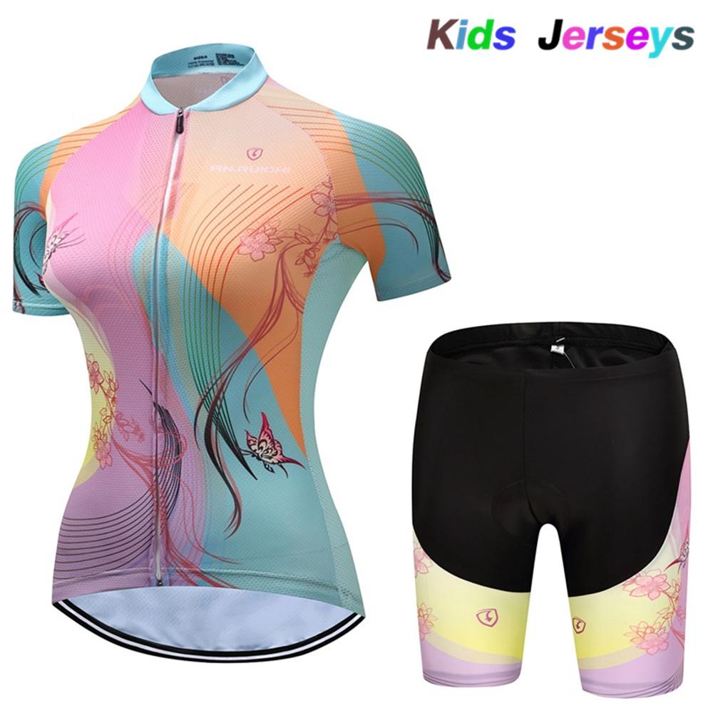 2026 Girls Cycling Jersey Set Ropa Ciclismo Cycling Kit for Kids Summer Breathable Cartoon Bicycle Jersey Suit Children Clothes