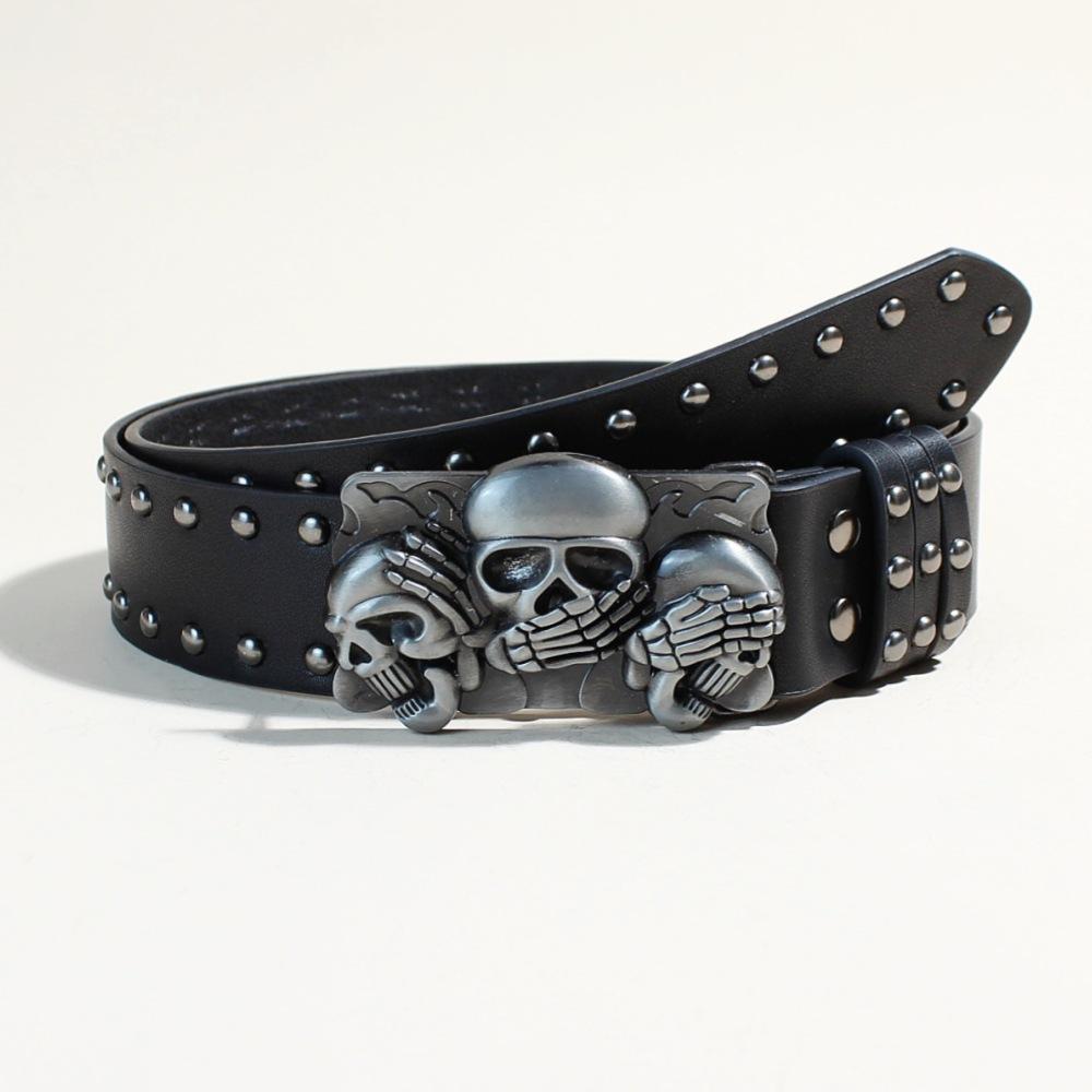 Gürtel Herren Schädelgürtel Punk Snap Hosen Gürtel Damen