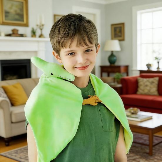 Pterodactyl Dinosaur Wearable Blanket Kids Plush Pterosaur Cape Shawl Cozy Soft Warm Poncho Dinosaur Wings Scarf Gift for Boys Girls