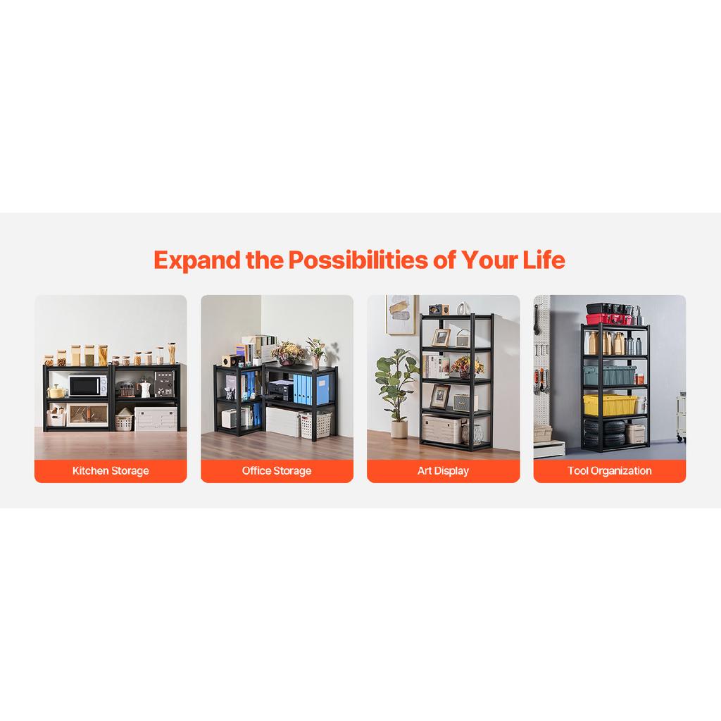 SucceBuy 5-Tier Garage Storage Shelves 2000 lbs Adjustable Metal Shelving Utility Rack Shelf for Kitchen Warehouse Basement