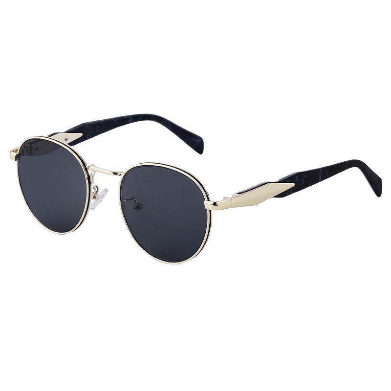 Round Frame Sunglasses Women'S Tide Advanced Sense Metal Sunglasses Men'S Sunglasses