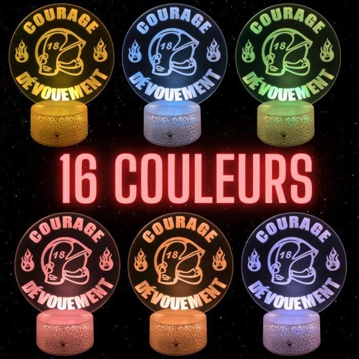 Lampe De Chevet 3d Led Pompier, Veilleuse Changement Couleurs, Lampe Tactile Bureau Et Chambre, Idée Cadeau Noël Anniversaire