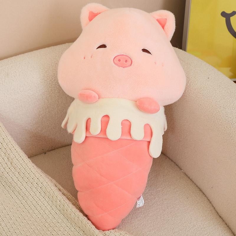 Non-Toxic Ice Cream Plush Pillow Stuffed Food Plushie 35/60Cm Animal Shape Sheep Pig Capybara Cushion Decorative Birthday Gift
