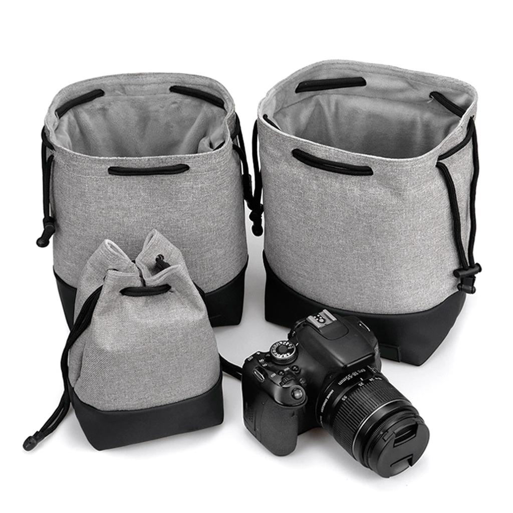 Compact Photography Lens Carrying Case With Thickened Sponge Padding Water Resistant Fabric For Gear Protections