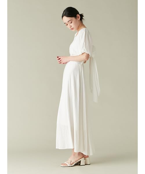 Lily Brown White Volume Sleeve Dress LWFO252073 Women's