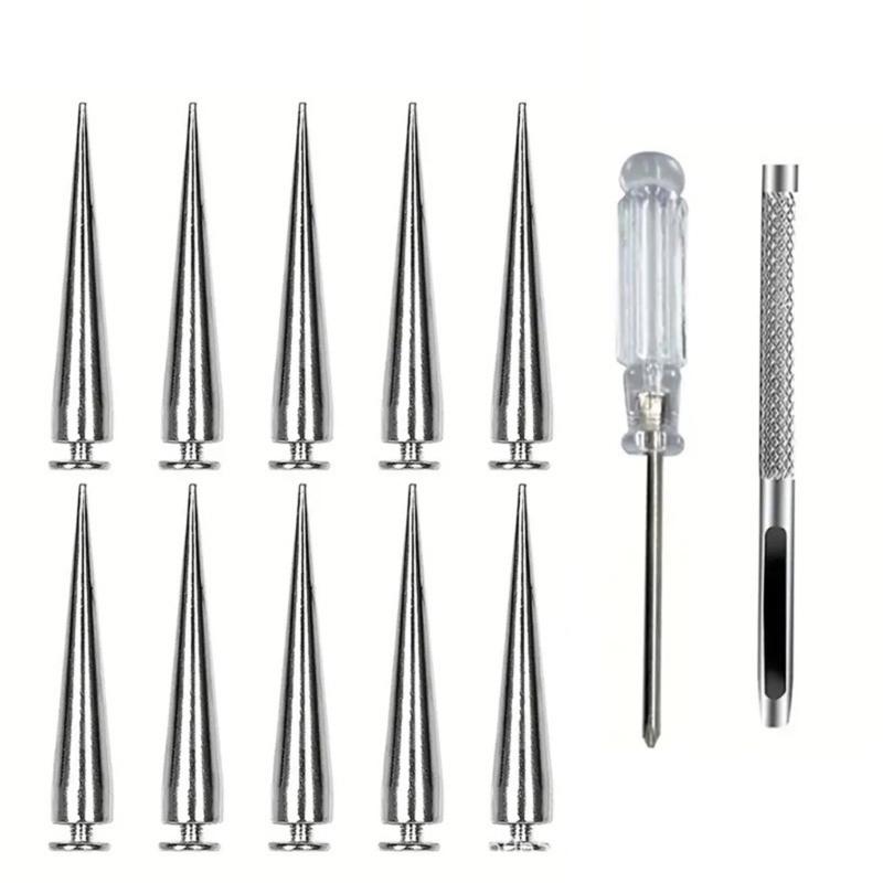 30 Sets Tapered Nails with Tool Boxes for Leather Crafts Metal Tree Cone Spikes Punk Style Clothing Accessories