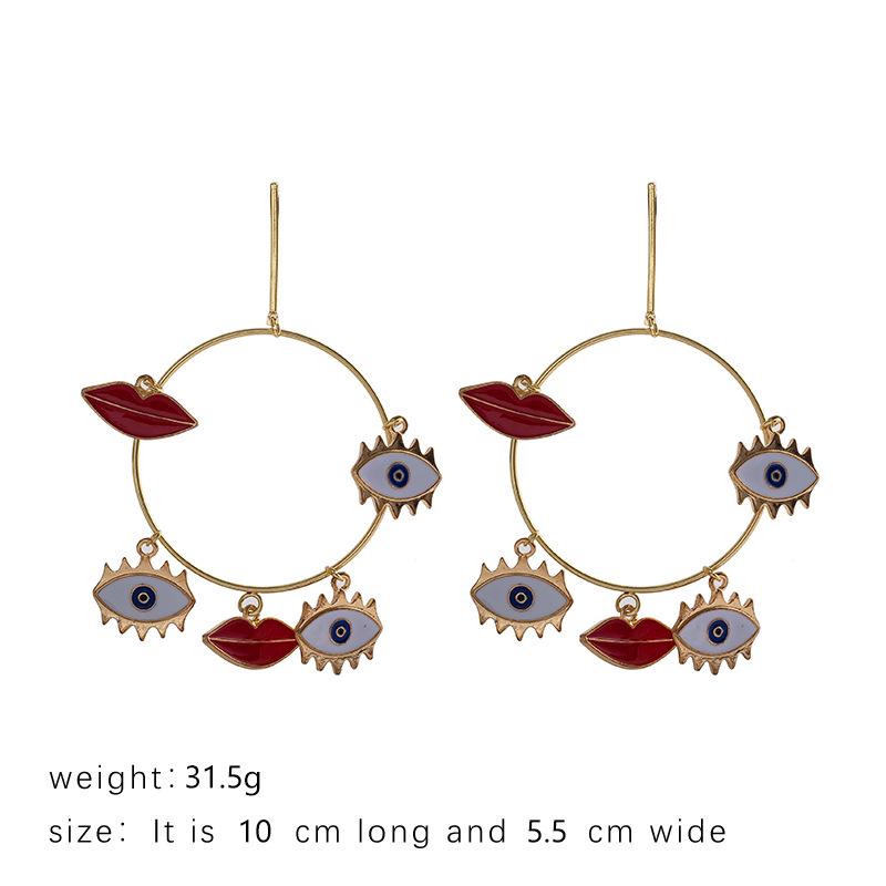 Devil's Eye Drip Oil Alloy Earrings: Trendsetting European & American Street Style