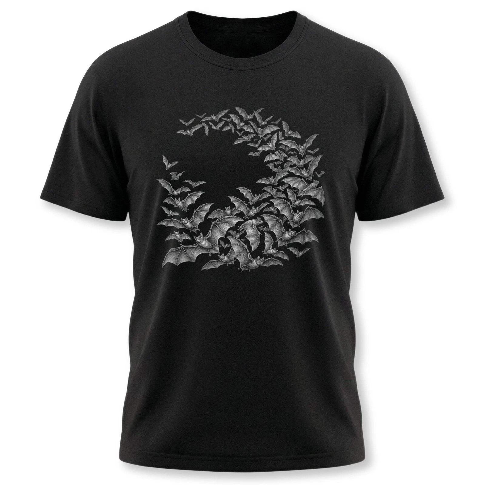 Gothic Bat Swarm T-Shirt | Flying Bats Graphic Unisex Tee Shirt Design XL