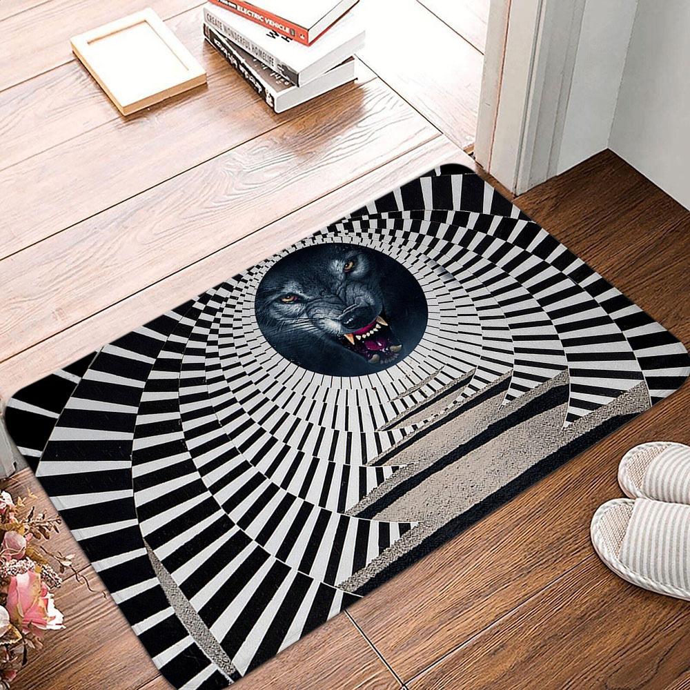 

Коврик с абстрактным животным узором, коврик для входной двери, нескользящий коврик для гостиной, напольный коврик с геометрическим принтом динозавра 40x60cm