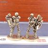 Vintage Brass Skeleton Warrior Figurines - Medieval Ax-Wielding Mini Statues for Desk Decor & Collection