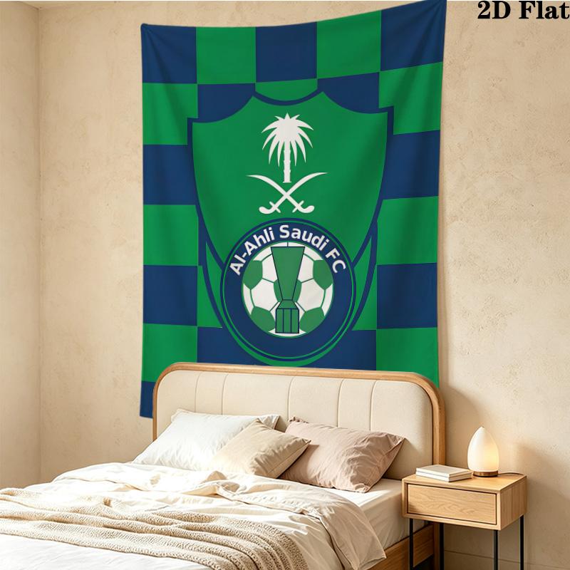 Alahli Saudi Fc Wall Tapestry Aesthetic Wall Hanging Printed Fabric Blanket Decorative Tapestries For Bedroom Living Room Home Decor