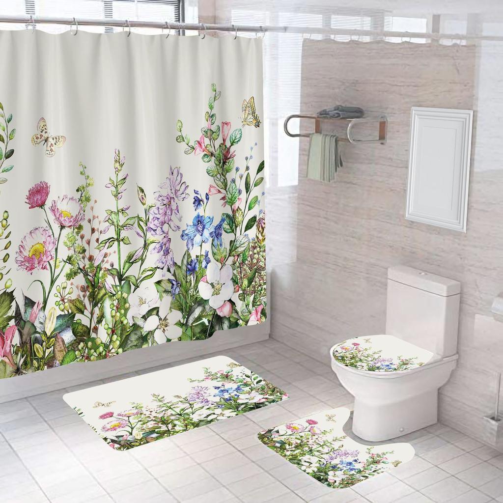 Bathroom Shower Shower Curtain Set No Punch Bathroom Window Curtain Door Curtain Partition Curtains