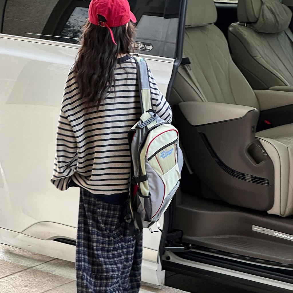 2025 Herbst Mädchen Gestreiftes Sweatshirt & Karierte Hose Set - Koreanische Studentenmode, Lässiges Zweiteiler