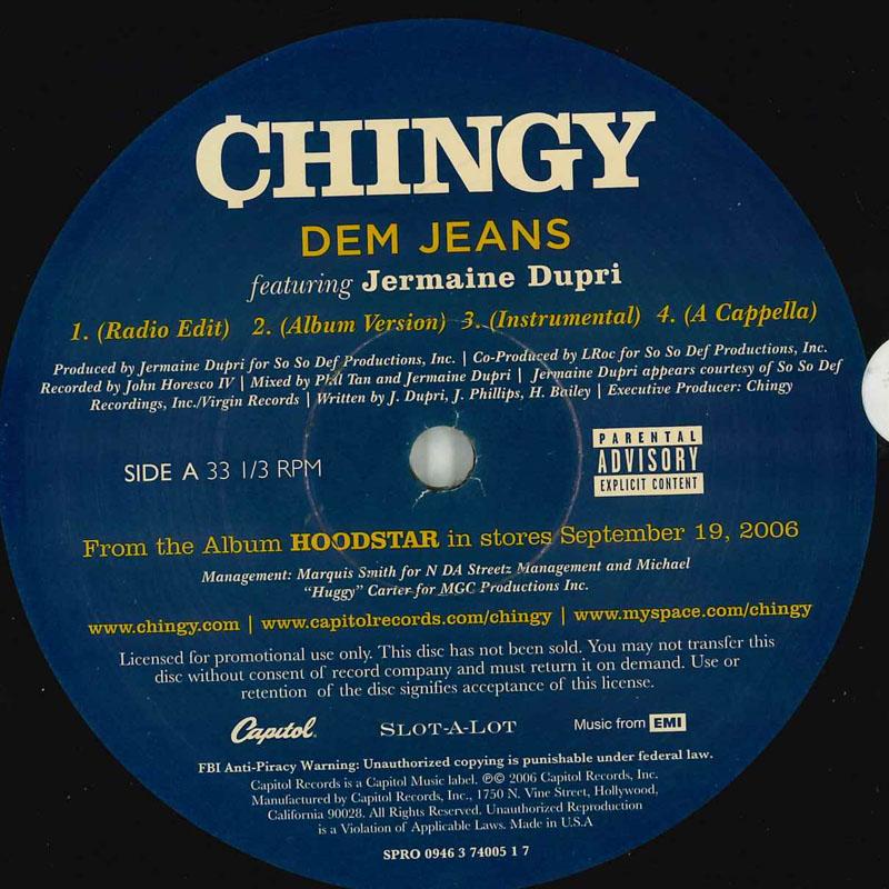 12inch Record CHINGY Dem Jeans Hands Up SPRO09463740051 Capitol Records 2006 US Rap HipHopRB Used