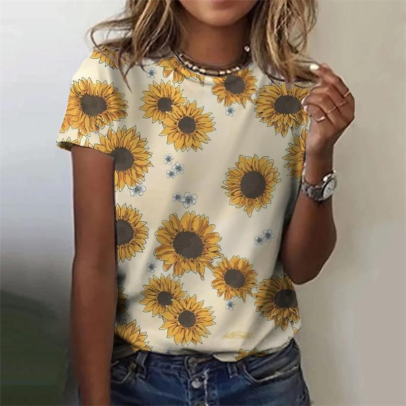 Women's T-shirt Summer Fashion Short Sleeve Top 3D Printed Casual Leopard Print Pattern T-Shirt