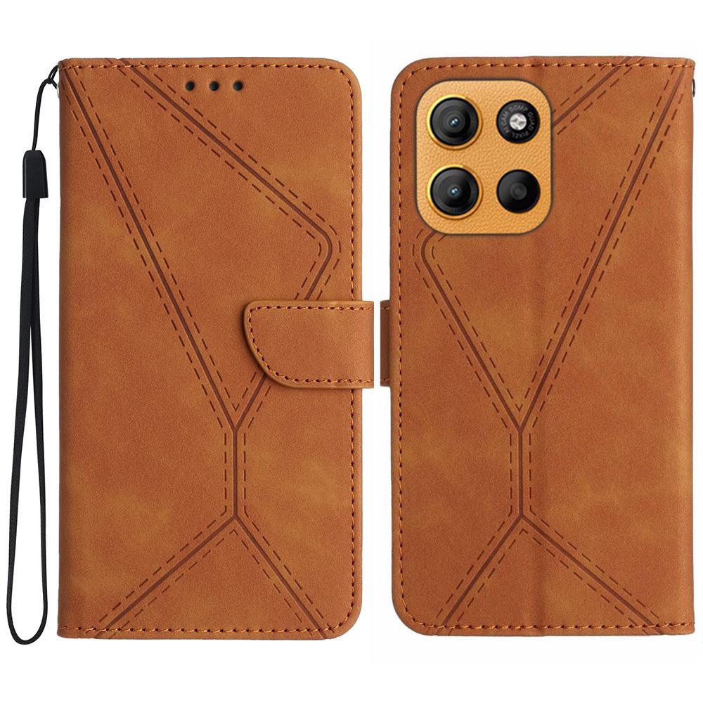 For Motorola Moto G15 4G Case Skin Touch Lines PU Leather Flip Phone Cover