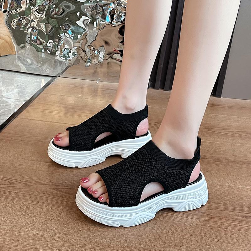 Large Size Summer Wedges Sandals Side Hollow Breathable Comfy Ladies Shoes Peep Toe Sexy Platform Footwear Zapatillas Mujer