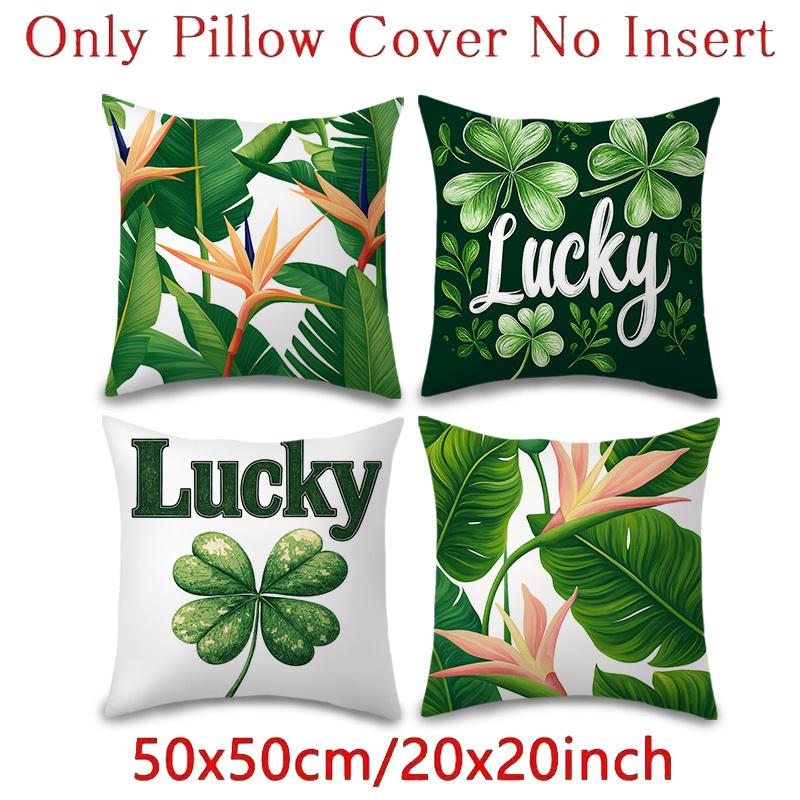 4pcs St. Patrick's Day Theme digital printing pillow cover Short plush Suitable living rooms bedrooms sofas throw cushion cover