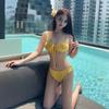 Lemon Yellow Three-Piece Bikini Set - Trendy Xiaohongshu Style for Women, Perfect for Sexy Vacation Photos