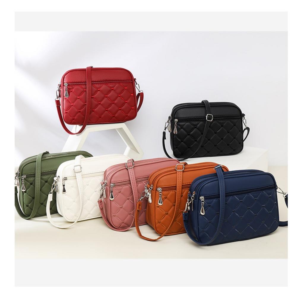 Ladies, Crossbody Bag, Multi-layer Bag, Embroidered Bag, Diamond Patterned Bag, Shoulder Bag, Women's Bag