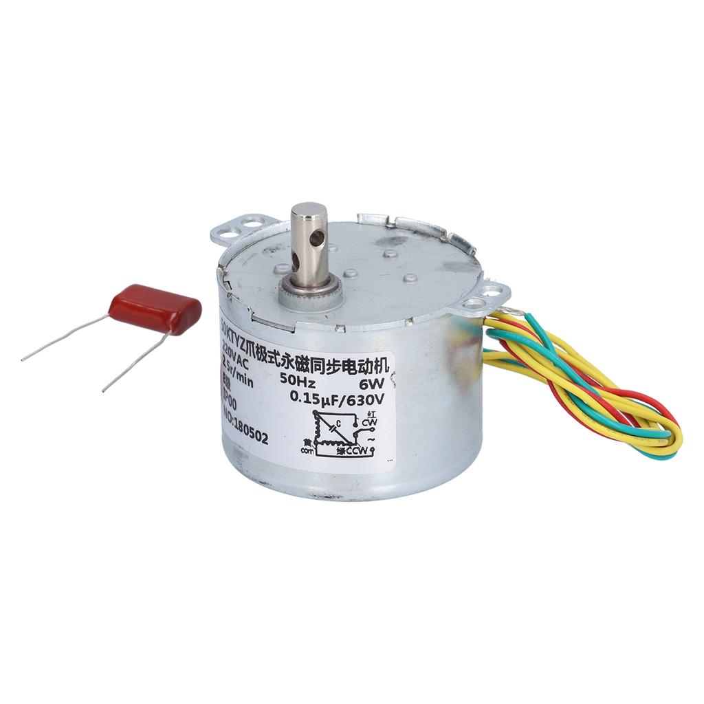Gear Motor Low Speed Synchronous Electric Machinery Parts with Capacitor AC220V 6W 2.5r Min