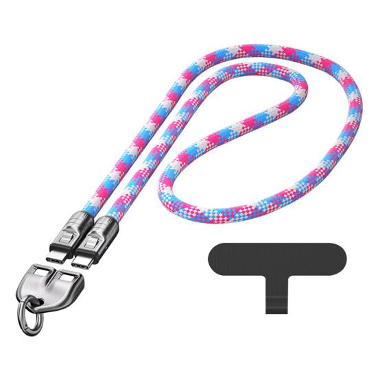 C to C 240W Charging Cable 2-in-1 Cell Phone Lanyard Wearable Bracelet Portable 5A Fast Charging USB-C Data Cable for Smartphones Tablets Laptops