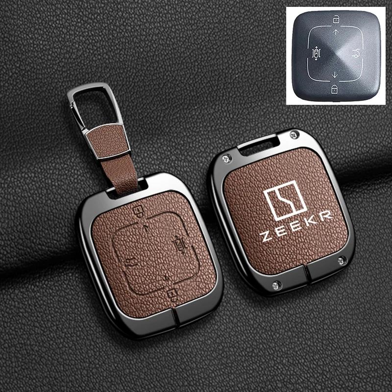 Interior Mouldings For Zeekr 7X 2024 2025 Zinc Alloy Leather Car Remote Key Case Cover Fob Protector Shell Holder Auto Keychain
