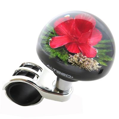 Autoland Punho Giratório de Flor Subaquática Vermelho Botão Giratório para Volante Arte de Flor de Orquídea Real 2,6 polegadas (65 milímetros) Punho de Diâmetro Espesso