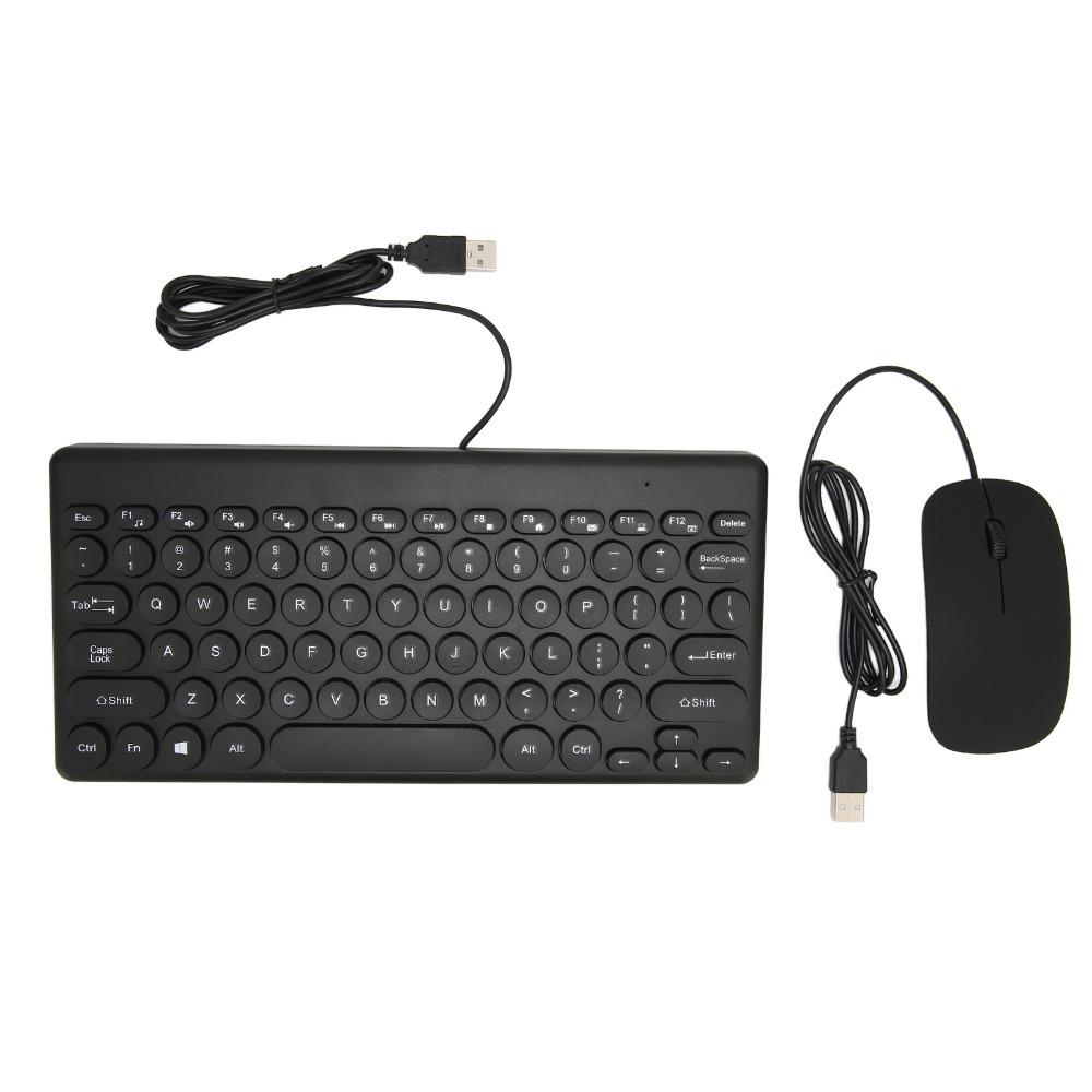 Round Keycap Wired Keyboard Silent USB Keyboard Mouse Keyboard Mouse Combo Computer Accessories