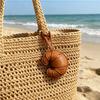 Leather Croissant Pendant Cute Croissant Bag Charm with Leather Lanyard Keychain for Bags Keys Accessories