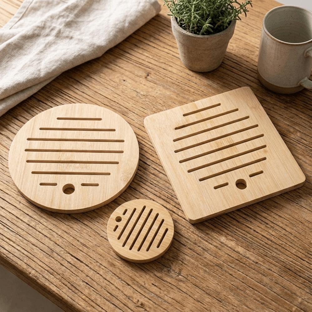 2PCS Thickened Heat Resistant Mat Natural Bowls Pad Simple Table Protectors Kitchen