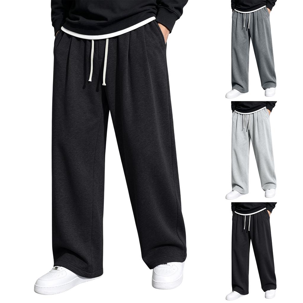 Pantaloni della tuta da uomo casual, vestibilità larga, gamba larga, dritti, per primavera e autunno