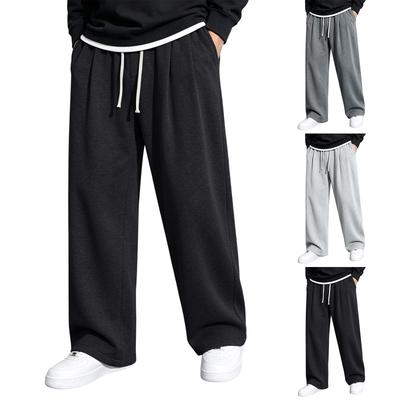 Men's Casual Loose Fit Wide Leg Straight Sweatpants for Spring and Fall