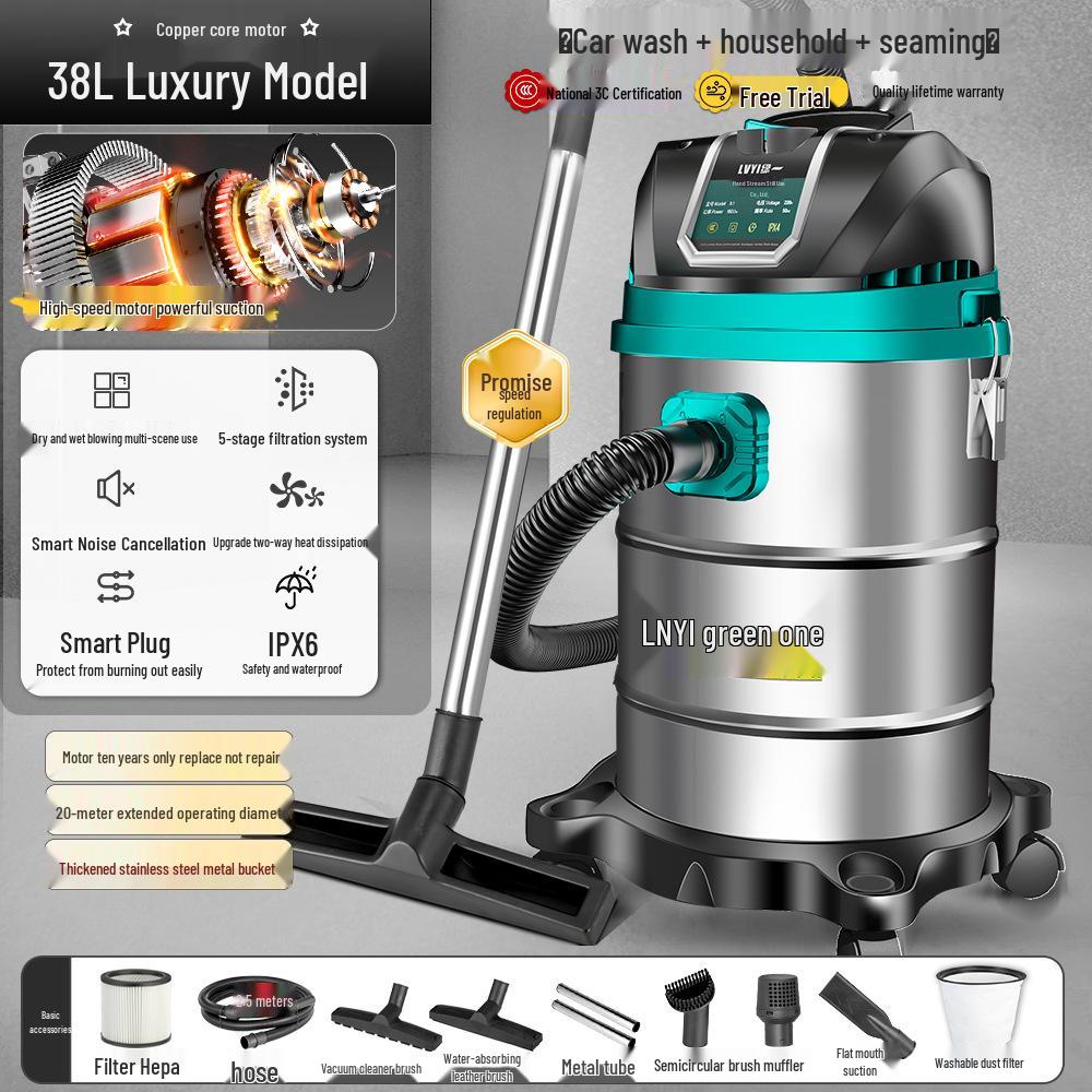 High-Power Industrial Vacuum Cleaner - Large Suction for Home, Auto, Carpet, and Seam Cleaning
