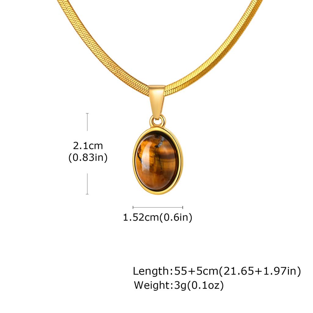 Vnox Natural Stone Pendant Necklace, Stainless Steel Blade Chain, Obsidian Tiger Eye Turquoise Lapis Stone Jewelry Gift for Men