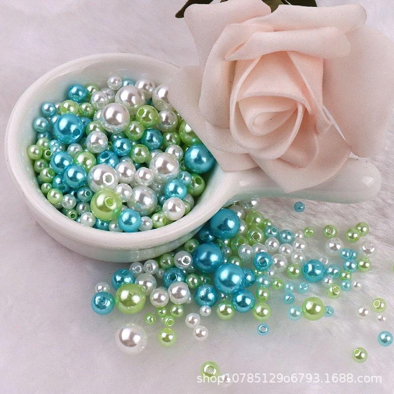 3-8mm Straight Hole Round ABS Imitation Pearl Multicolors Round Acrylic Beads Loose Beads for DIY Craft Scrapbook Decoration