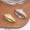 Elegant Zircon Four-Claw Wedding Ring for Women - European & American Fashion Light Luxury Jewelry