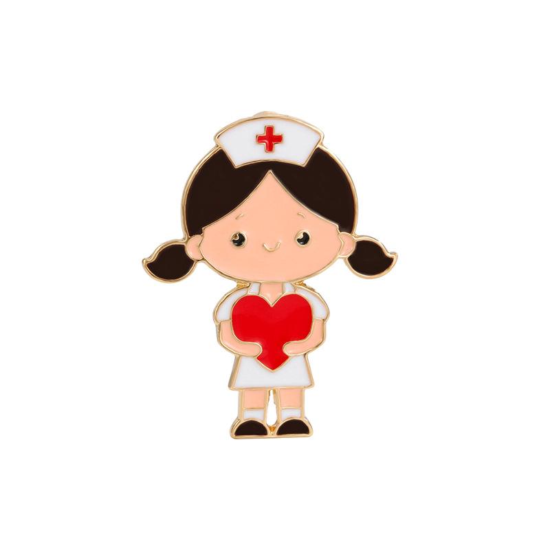 Creative Cartoon Doctor Nurse Medical Brooch Pin Alloy Drip Stethoscope, Medical Series Badge Jewelry