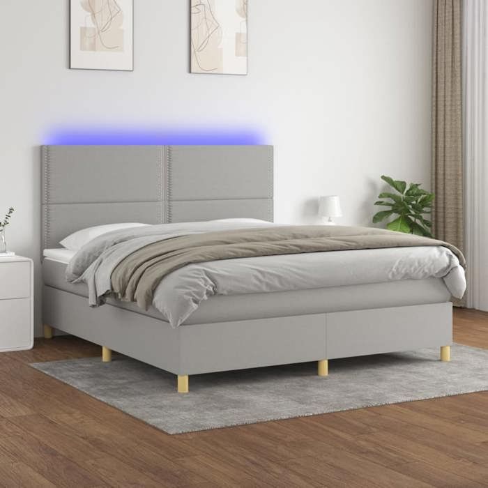 VidaXL Sommier à Lattes de Lit avec Matelas et LED, Lit Rembourré, Lit Double, Lit Adulte de Chambre à Coucher Intérieur, 3135373