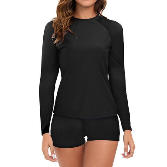 2 יח'\סט נשים בגד ים חוף מכנסיים קצרים סט עגול צוואר פרחוני שמרני סקיני מהיר יבש רך בגד ים ליידי בגדי גלישה