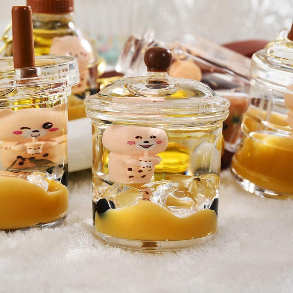 Accessories Milk Tea Cup Bear Keychain Liquid Oil Keyring Bag Pendant Milk Tea Bottle Keyring