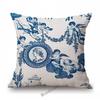 Französischer Toile De Jouy Delfter blauer Flamingo-Vogel-Tiger-Königshof-Muster, eleganter dekorativer Sofa-Kissenbezug, Kissenbezug
